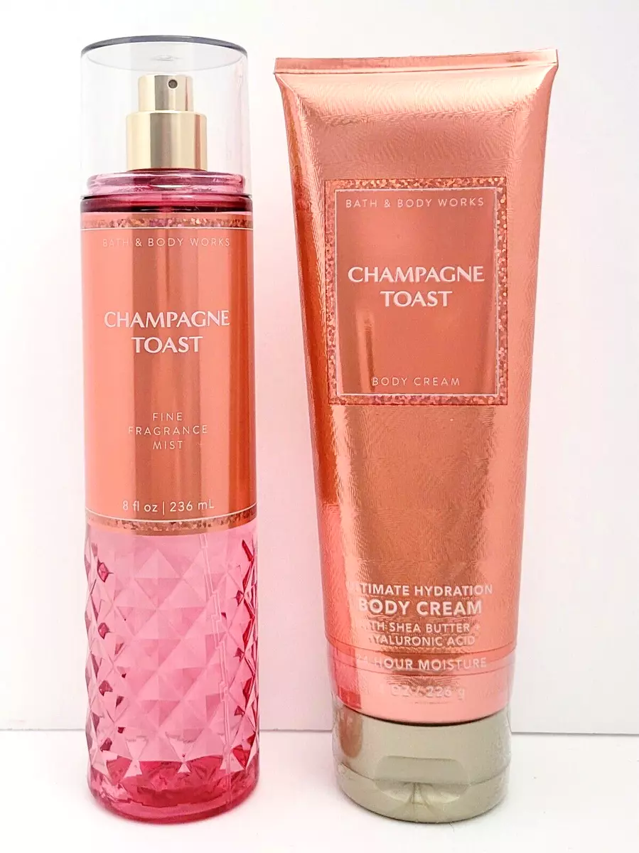 Bath & Body Works Champagne Toast Fragrance Mist & Body Cream Set of 2 New