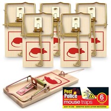 6pk Wooden Mouse Traps Reusable Mice Rodent Traditional Durable Pest Control