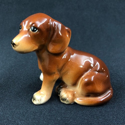 Vintage Lefton Dackel braun Doxie Porzellan Weiner Hund Japan 3,75" Figur - Bild 2 von 8