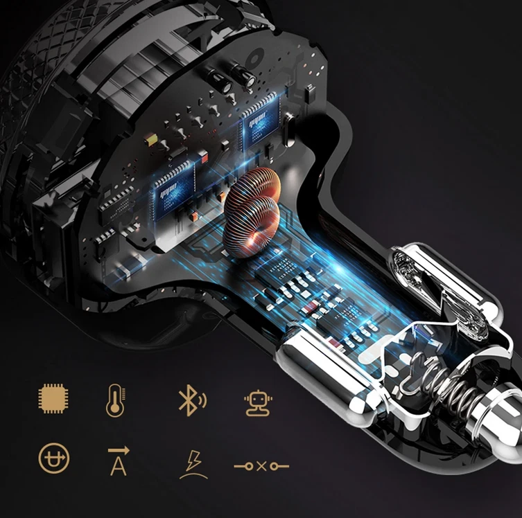 Cargador inalámbrico para automóvil Bluetooth transmisor FM encendedor de cigarrillos adaptador USB doble Foto 4 de 4