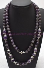 Natural 8-10mm Russican Purple Amethyst Round Beads Gemstone Necklace 16-36"
