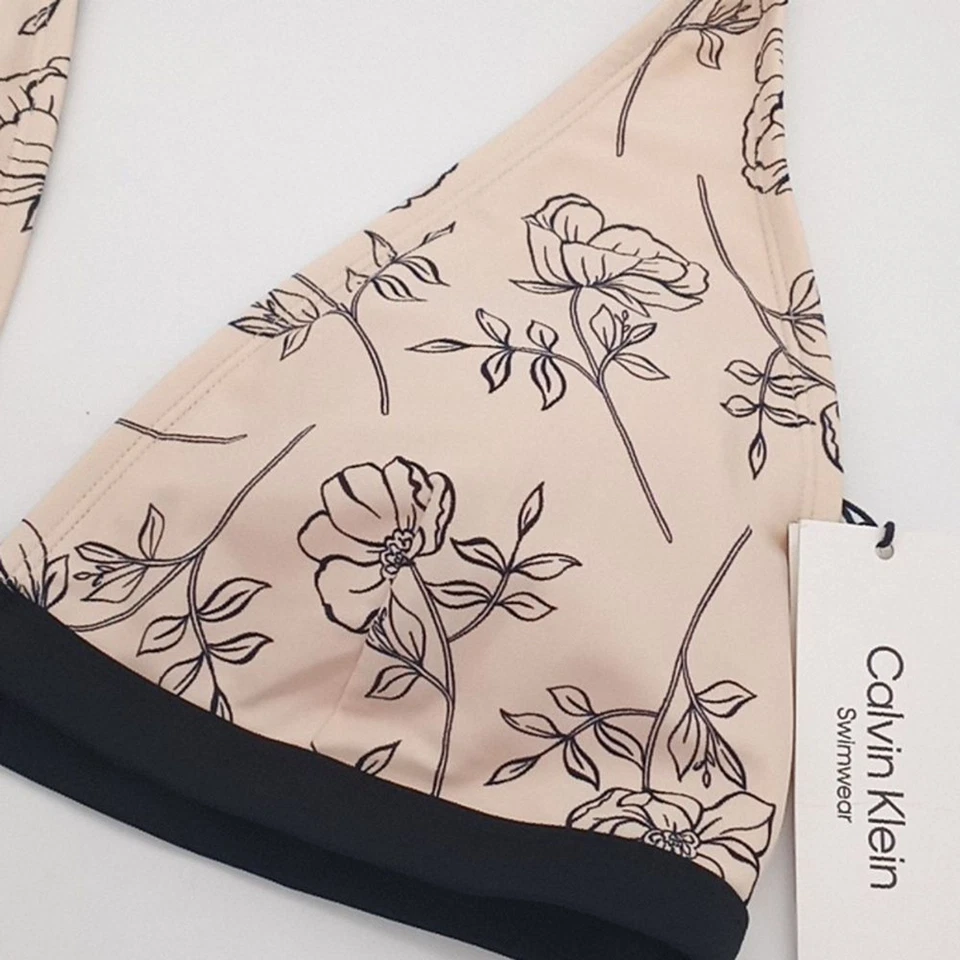 Calvin Klein 比基尼上衣女式 XL 花卉印花吊带三角游泳霜 XL — 第 3/4 张图片