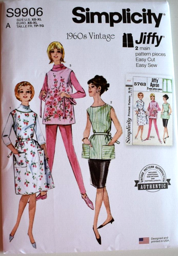SIMPLICITY PATTERN 9906 APRONS RETRO 60S MISSES SIZES XS S M L XL UNCUT