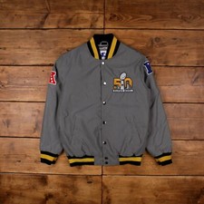 Vintage Starter Bomber Jacket M Superbowl Reflective Grey