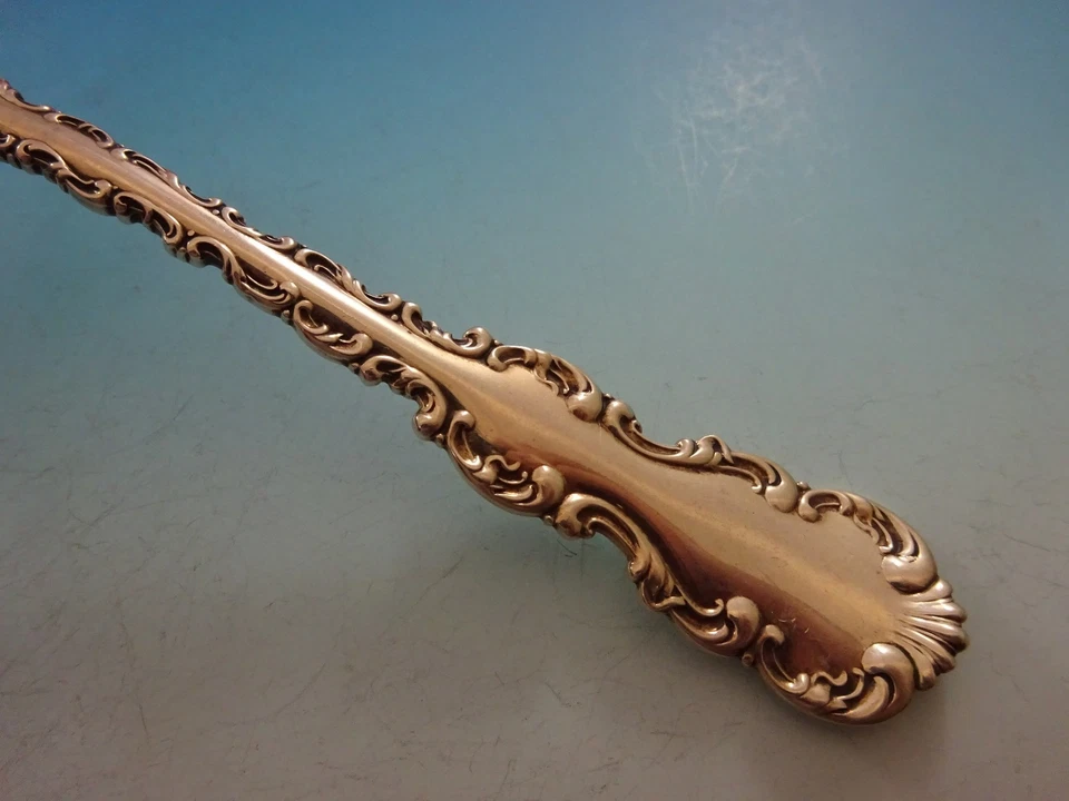 Louis XV by Whiting-Gorham Sterling Silver Berry Spoon Gold Washed 8 1/2" - Image 3 of 4