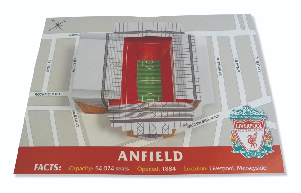DANILO PROMOTIONS LTD Birthday Card Liverpool Football Club Anfield Stadium 3D Pop Up Card
