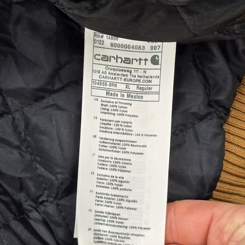 Carhartt Active Workwear Giacca Foderata Trapuntata Marrone Uomo XL - Foto 8 di 9