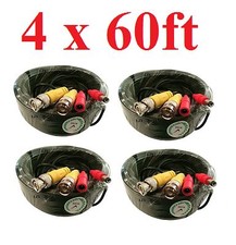 4x 60ft 20m BNC Video Power Siamese Cable for CCTV Surveillance Camera DVR