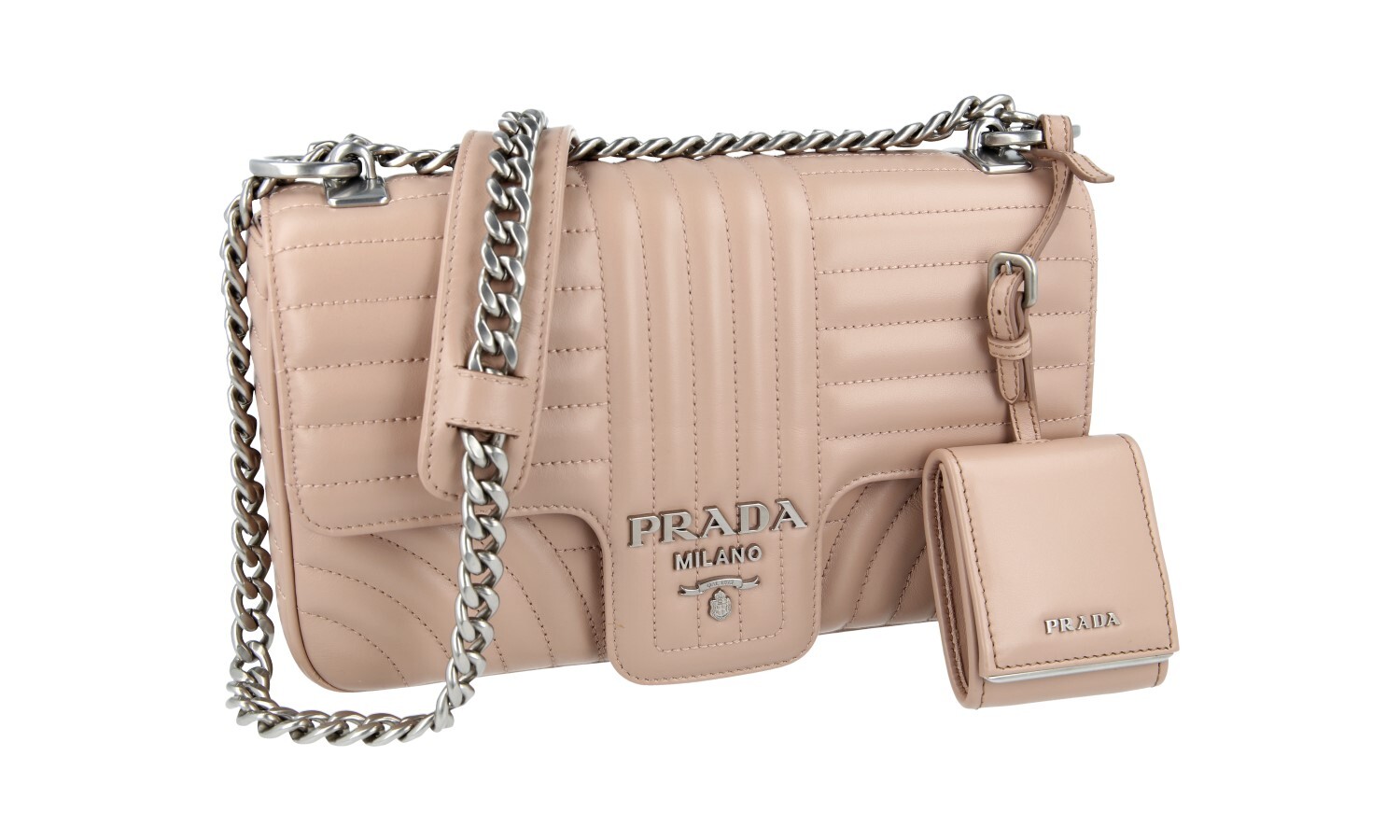 PRADA DIAGRAMME SCHULTER TASCHE HANDTASCHE 1BD108 BEIGE CIPRIA LEDER NEU