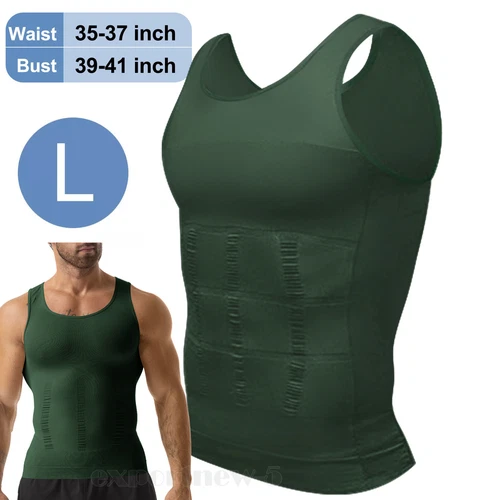 Mens Body Shaper Belly Chest Compression Slimming Shirt Tank Top Abs Girdle Vest - Picture 52 of 56