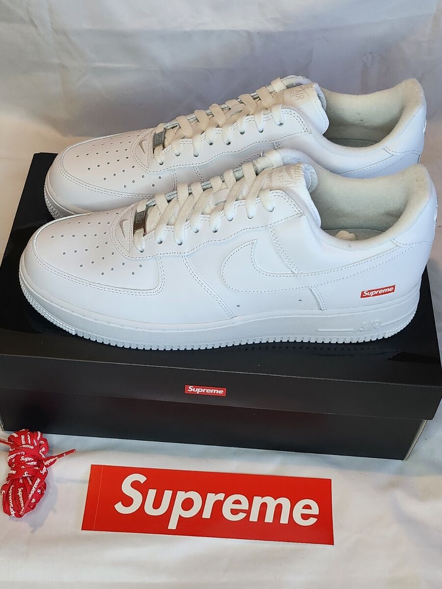Supreme x Nike Air Force 1 Low Box Logo - White Mens Size 12 New Authentic