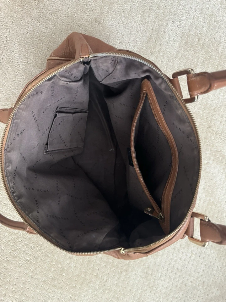 Bolso de Mano HUGO BOSS Cuero Genuino Marrón Doble Asa Foto 4 de 4