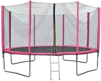 Trampolin mit Sicherheitsnetz gepolsterte Stangen und Leiter blau/rosa - 8 Fuß/10/12 Fuß