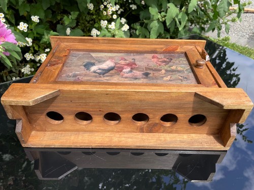 Vintage Wooden 12 Egg Storage Box Rustic Shabby Chic Country Farmhouse Style - Picture 10 of 11