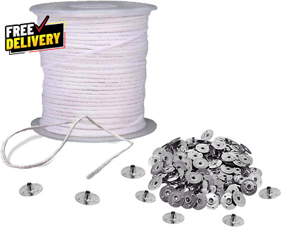 Braided Candle Wick Spool with Base Set 200 Ft Cotton Candle String Roll and....