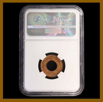 British India 1 Pice, 1945 (B) NGC MS 65 RB Flat Crown Large Dot