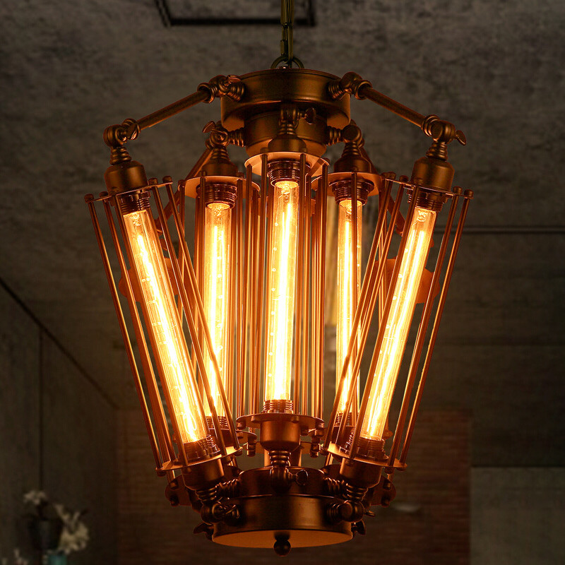 アンティーク　ライト Steampunk T30 Light Chandelier Pencil Cage Ceiling Lamp