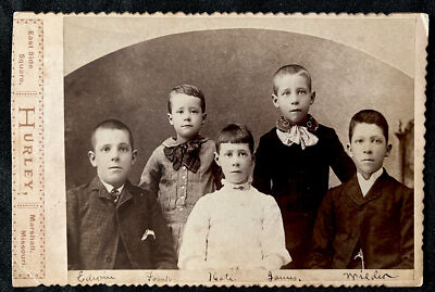 5 Siblings of MARSHALL MISSOURI Edwin Frank KATIE James & Milden Cabinet Photo