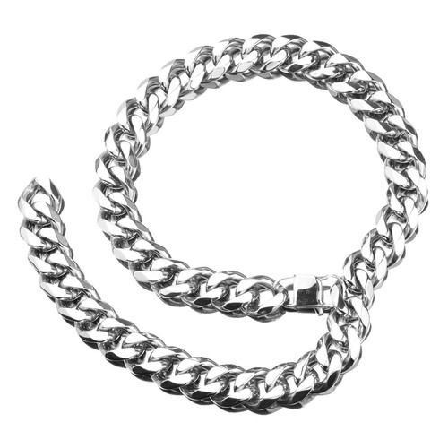Chaîne homme lourde 19 mm 316L acier inoxydable CURB lien cubain collier bracelet - Photo 6/46