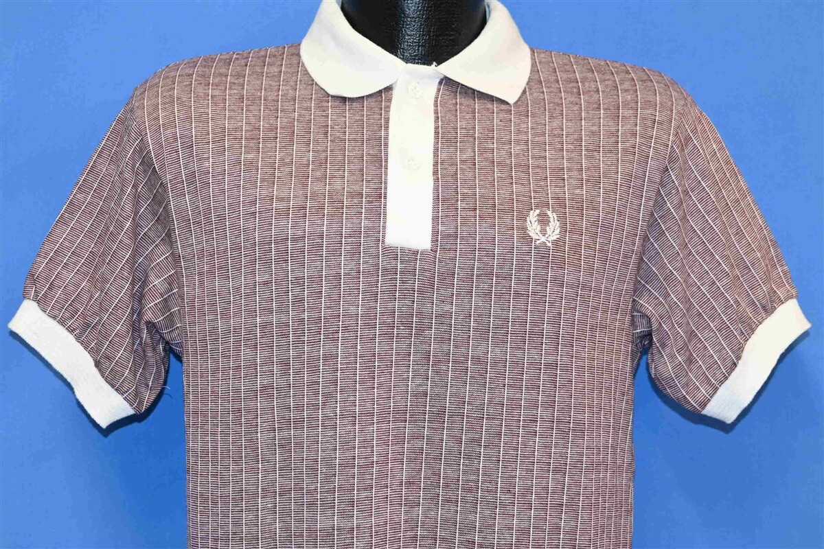vintage 80s FRED PERRY RED WHITE STRIPE USA MADE KNIT GOLF POLO
