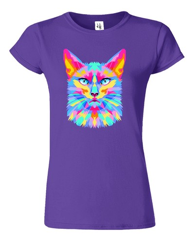 Cat Animal Lover Cute Women T-Shirts Funny Colorfull Cats Gift USA Party Tee - Picture 11 of 12