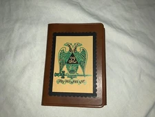 RARE Vinyl Wallet Tri fold 32nd Degree Masonic Knight Sioux City Iowa VTG
