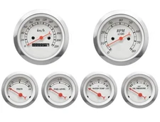 MOTOR METER RACING Classic White 6 Gauge Set Mechanical Speedometer KMH °C BAR
