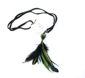Authentic Suzanna Dai Necklaces gold plated feather crystal multi colors women's