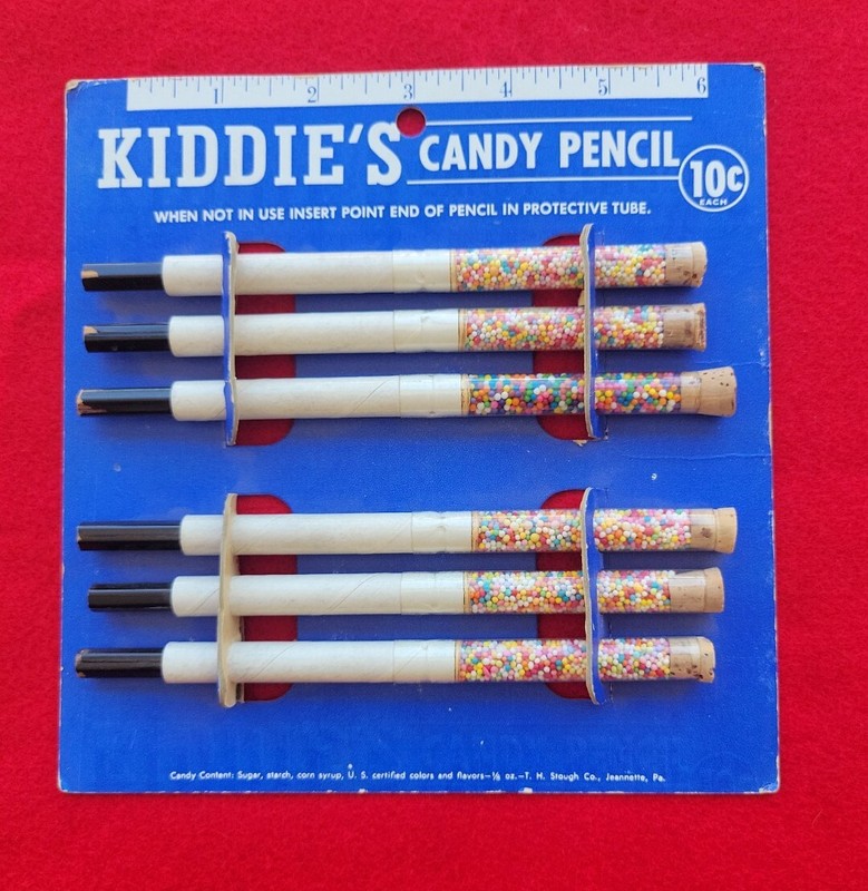Vintage T.H. Stough Co. Kiddies Candy Pencils Store Display 7"X 7" 
