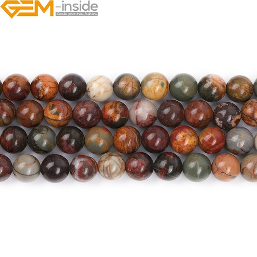 Picasso Jasper Round Natural Gemstone Loose Beads For Jewellery Making 15" - Picture 28 of 40