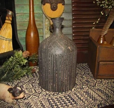 Primitive Vtg Style Farmhouse Country Cottage Lg Aged Textured Metal Tin Bottle