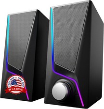 Altavoces para computadora, Altavoces de escritorio con 6 luces RGB de colores.