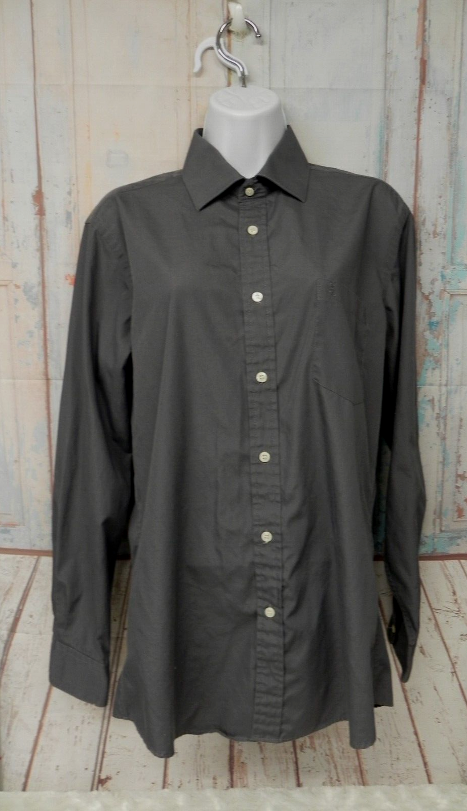 YVES SAINT LAURENT Camicia grigia manica lunga con bottoni uomo 15 5" 32 33