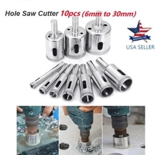 10pcs Diamond Hole Saw Kit Drill Bits Set Cutter Glass Ceramic Tile Porcelain