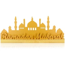 13.78 Inch Metal Ramadan Table Sign Ramadan Mubarak Letter Sign Eid Decoratio...