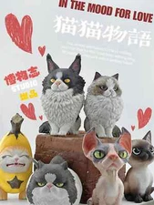 BoWuZhi Cat Series Hairless Cat Persian Cat Maine Resin Figure Model Doll Toys