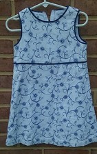 Girls Polly Flinders blue and white sleeveless dress Size 5 all cotton