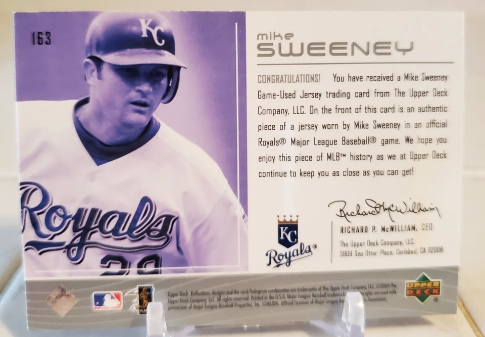 2004 Upper Deck МАЙК СУИНИ Игра Ношенная Джерси РЕЛИКВИЯ Фольга #163 Карта ROYALS SP ТРУДНО НАЙТИ - Изображение 2 из 2