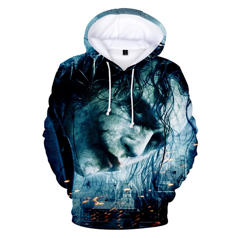 Men Women Joker 3D Pullover Hoodie Sweatshirt Hip Hop Streetwear Jumper |  eBay