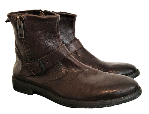 Kenneth Cole Reaction Men's Wound ABOUT Brown Leather MOTO Boots Size 8 M - Picture 3 of 12