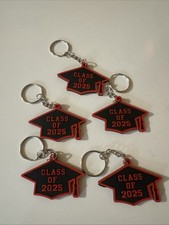 2025 Graduation Keychains Lot Of 5 Plastic Cap Shaped Key Holders-Read Desc
