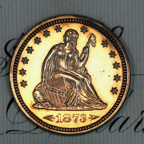 * 1873 ARROWS * PRISTINE+ GEM PROOF SEATED LIBERTY QUARTER * FROM COLLECTION