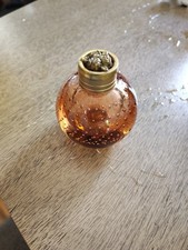 Vintage Controlled Bubble Heavy Ambur Glass Perfume Vanity Bottle Paper Weight