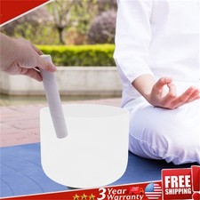8" Crystal Singing Bowl 8 inch F Note Frosted Heart Chakra Quartz for Meditation