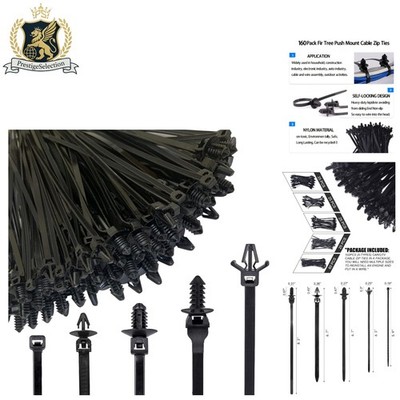 Versatile 160Pcs Nylon Push Mount Cable Ties, 5 Sizes for Indoor & Outdoor Use