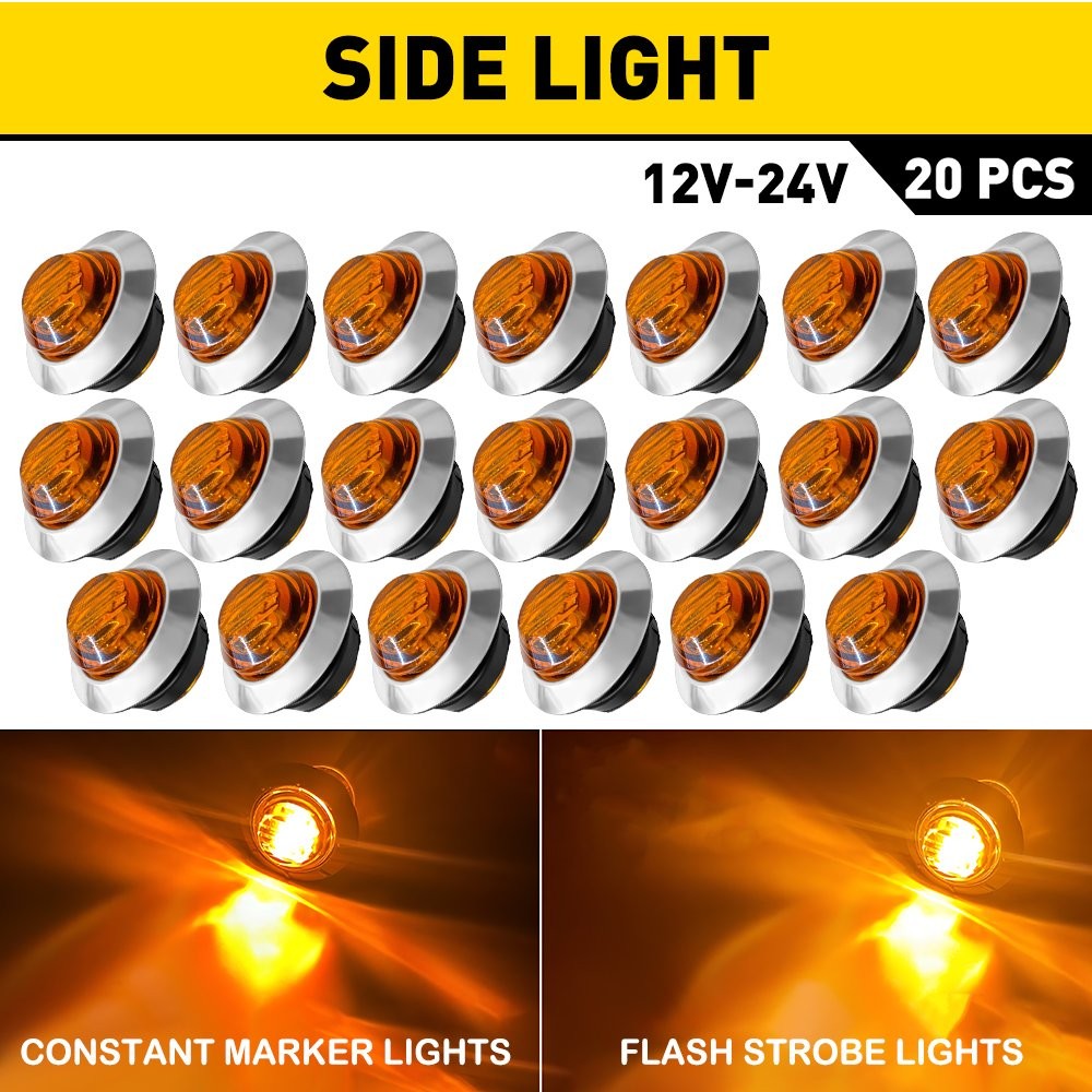 20X 3/4" Strobe+Steady Amber LED Marker Lights Warning Flash Lamp ATV UTV RV van thumbnail 15
