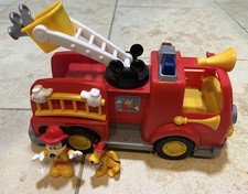 Disney Mickey Mouse Firetruck With Figures Lights  Sound One Ear On Truck Broke
