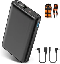 5V/7.4V 30000mAh Heated Vest Battery Pack, Portable Power Bank with USB/DC Port 