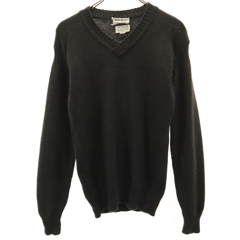 Maglione YVES SAINT LAURENT anni 80 lana vintage manica lunga scollo a V maglia S uomo