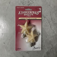 Silicone Star Light Bulb - 3 Watt 2 Pack Candelabra - Cream Ivory Patriotic Bulb